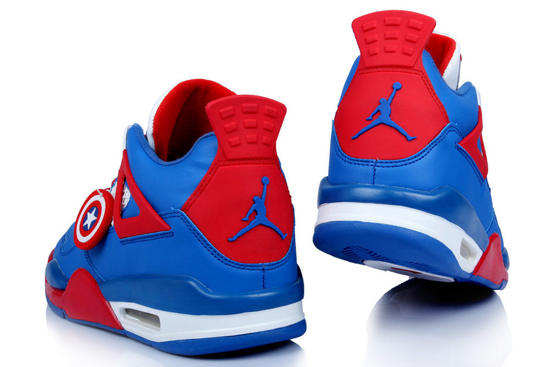 New Arrival Jordan 4 Captain America Edition Blue White Red Shoes - Click Image to Close